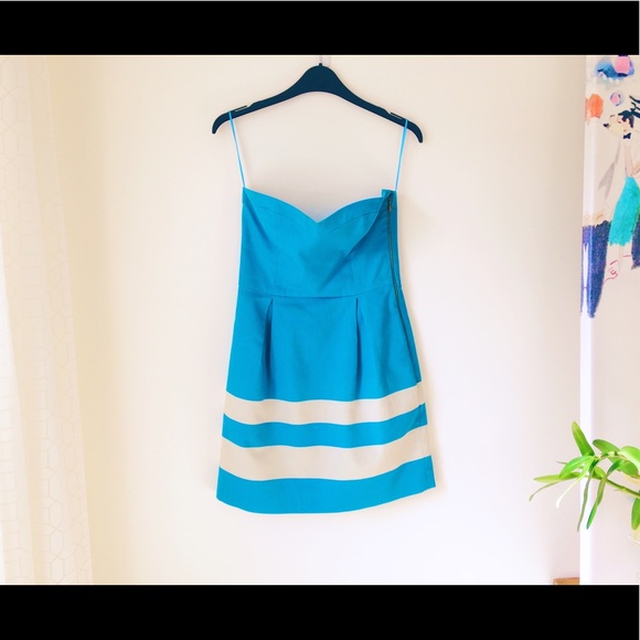 Zara blue strapless mini w/stripes - Picture 5 of 10